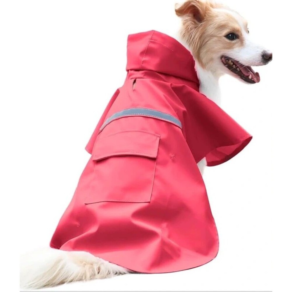 Large Dog Raincoat Red Waterproof Reflective Jacket